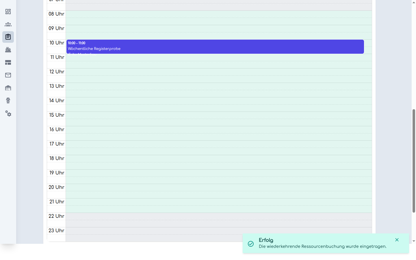 Neu angelegte Buchungsserie im Verwaltungskalender